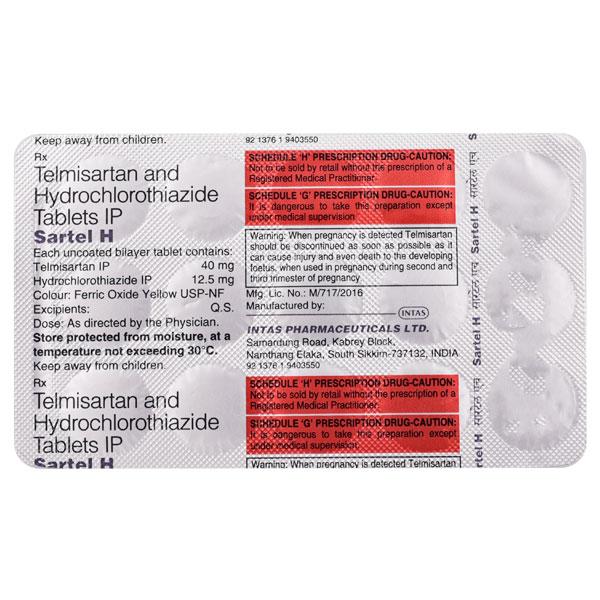 Sartel H 40mg Tablet 15'S