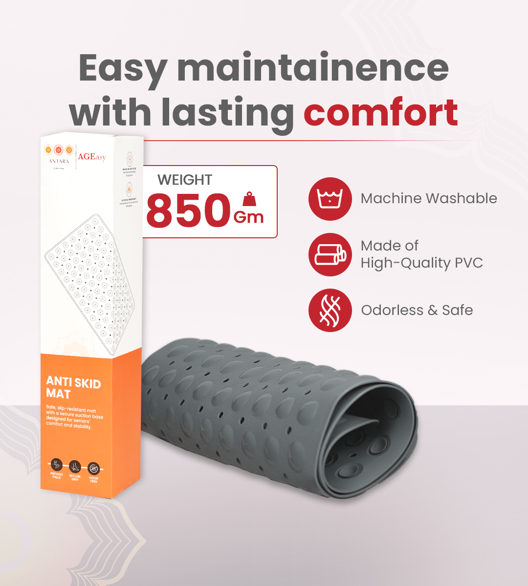 Anti Slip Mat for Bathroom Grey