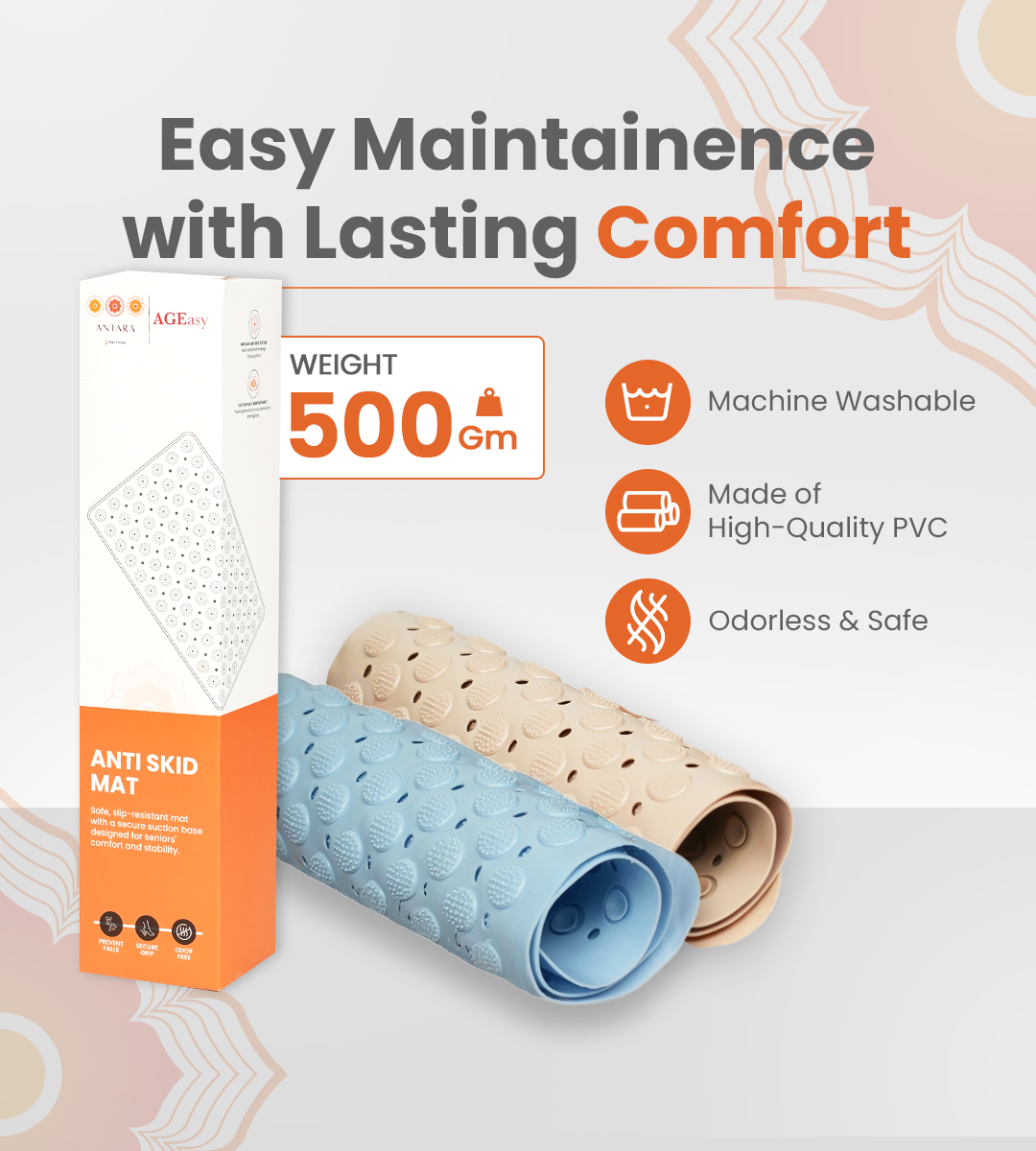 AGEasy Anti Slip Mat with Foot Scrubber