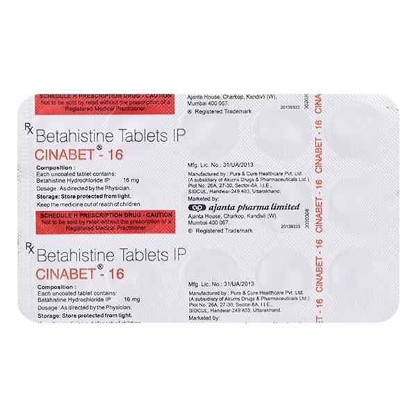 CINABET 16 Tablet 15's