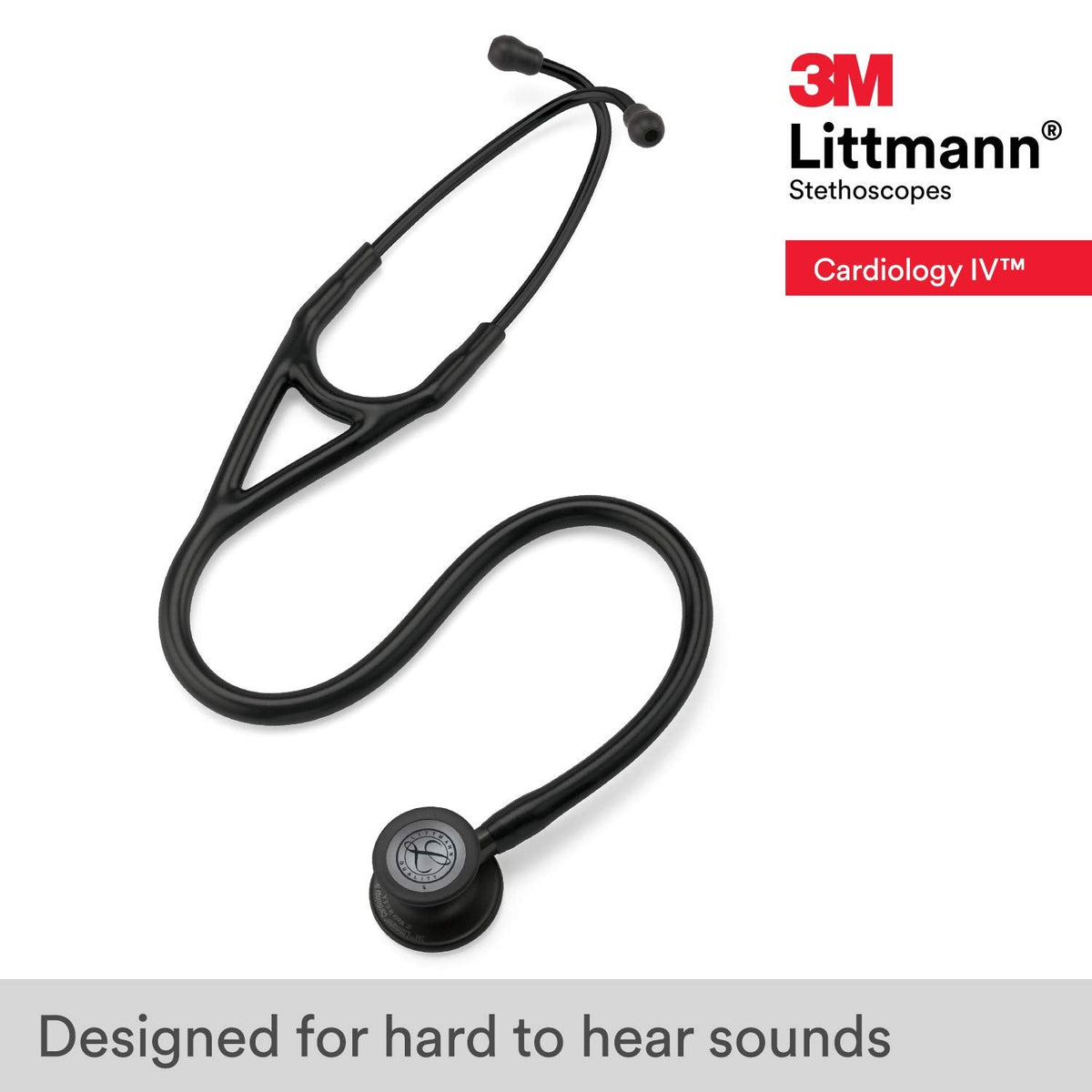 3M Littmann Cardiology IV Stethoscope (6163) - Black Finish Chestpiece Black Tube - Global Surgicals