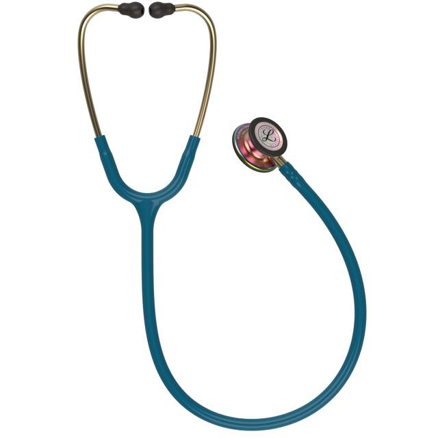 3M Littmann Classic III Monitoring Stethoscope (5807) - Rainbow Finish Chestpiece Caribbean Blue Tube - Global Surgicals