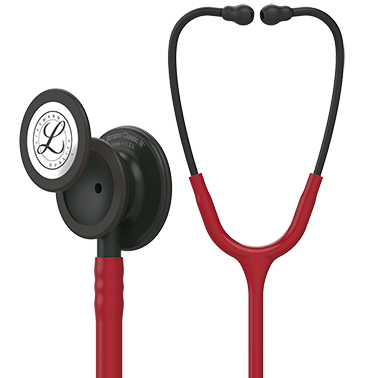 3M Littmann Classic III Monitoring Stethoscope (5868) - Black - Finish Chestpiece Burgundy Tube - Global Surgicals