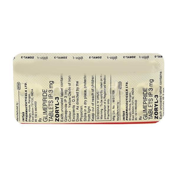 Zoryl 3mg Tablet 15'S