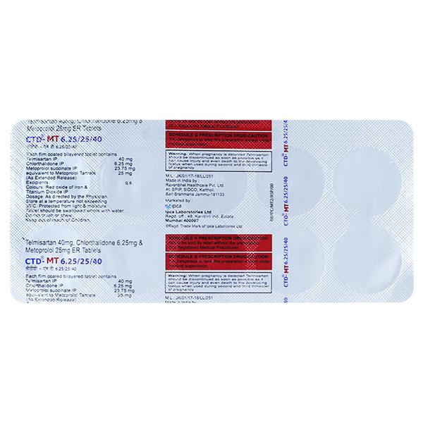 CTD MT 6.25/25/40 Tablet 10's