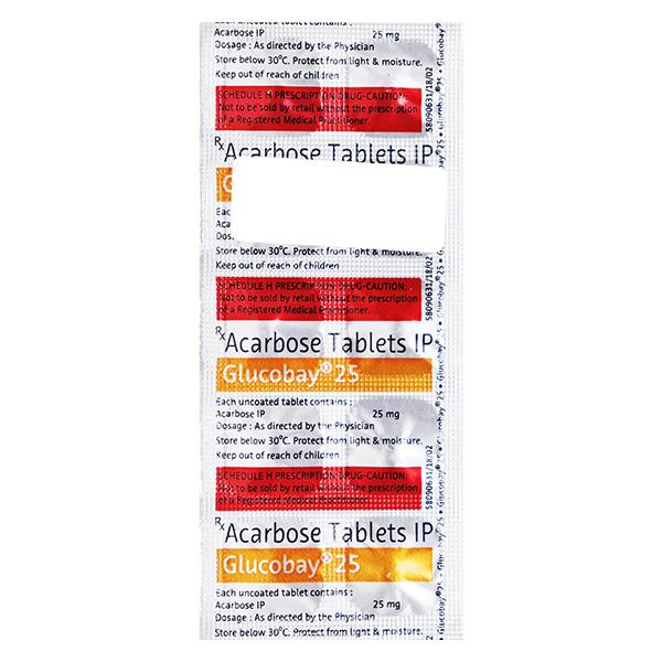 Glucobay 25mg Tablet 10'S