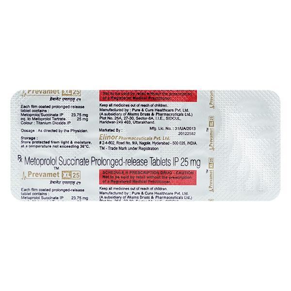 PREVAMET XL 25mg Tablet 10's
