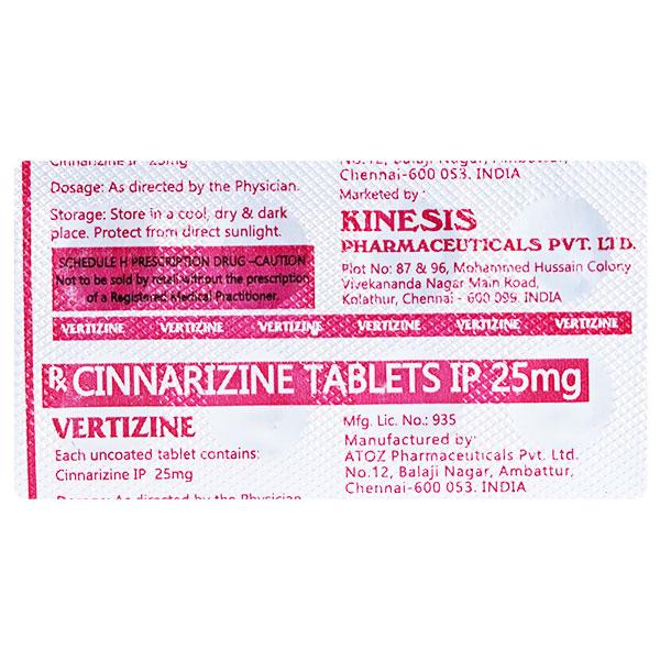 Vertizine 25mg Tablet 10'S