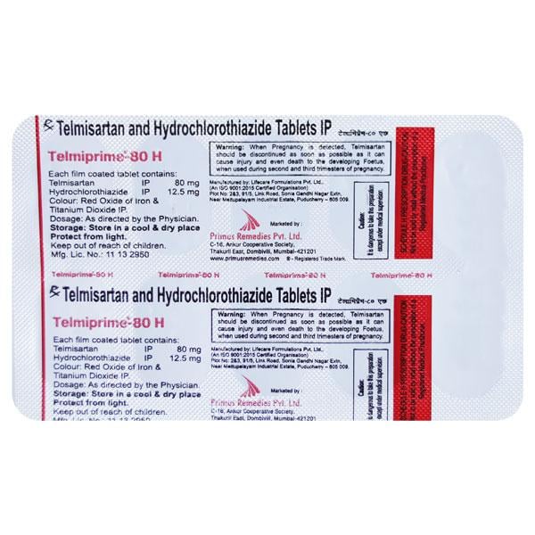 Telmiprime H 80/12.5mg Tablet 10'S