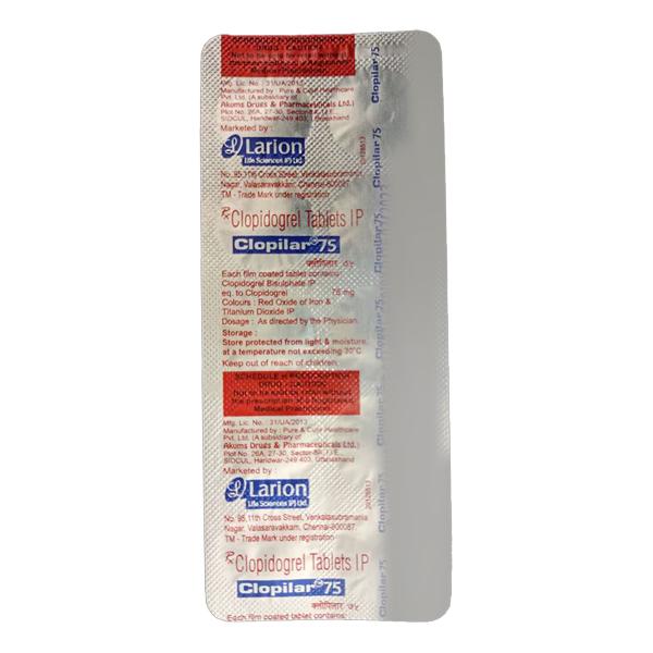 CLOPILAR 75mg Tablet 10's