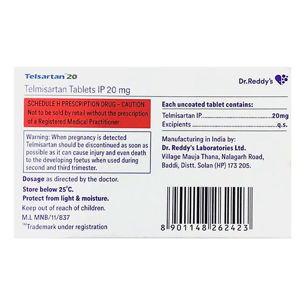 Telsartan 20mg Tablet 15'S