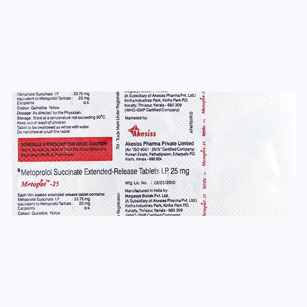 Metopot 25mg Tablet 10'S