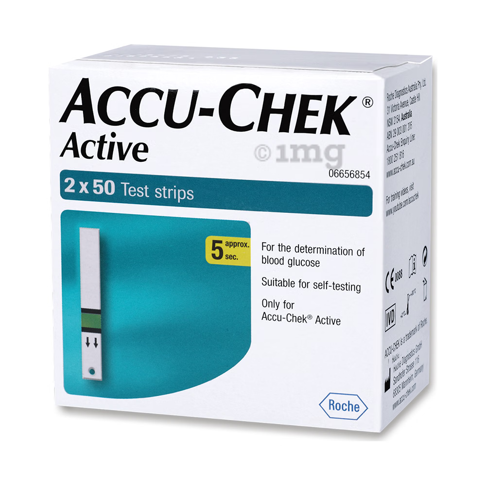 Accu-Chek Combo Pack of 2 Pack Active Test Strip (100 Each) & 4 Pack Softclix Lancet (25 Each)
