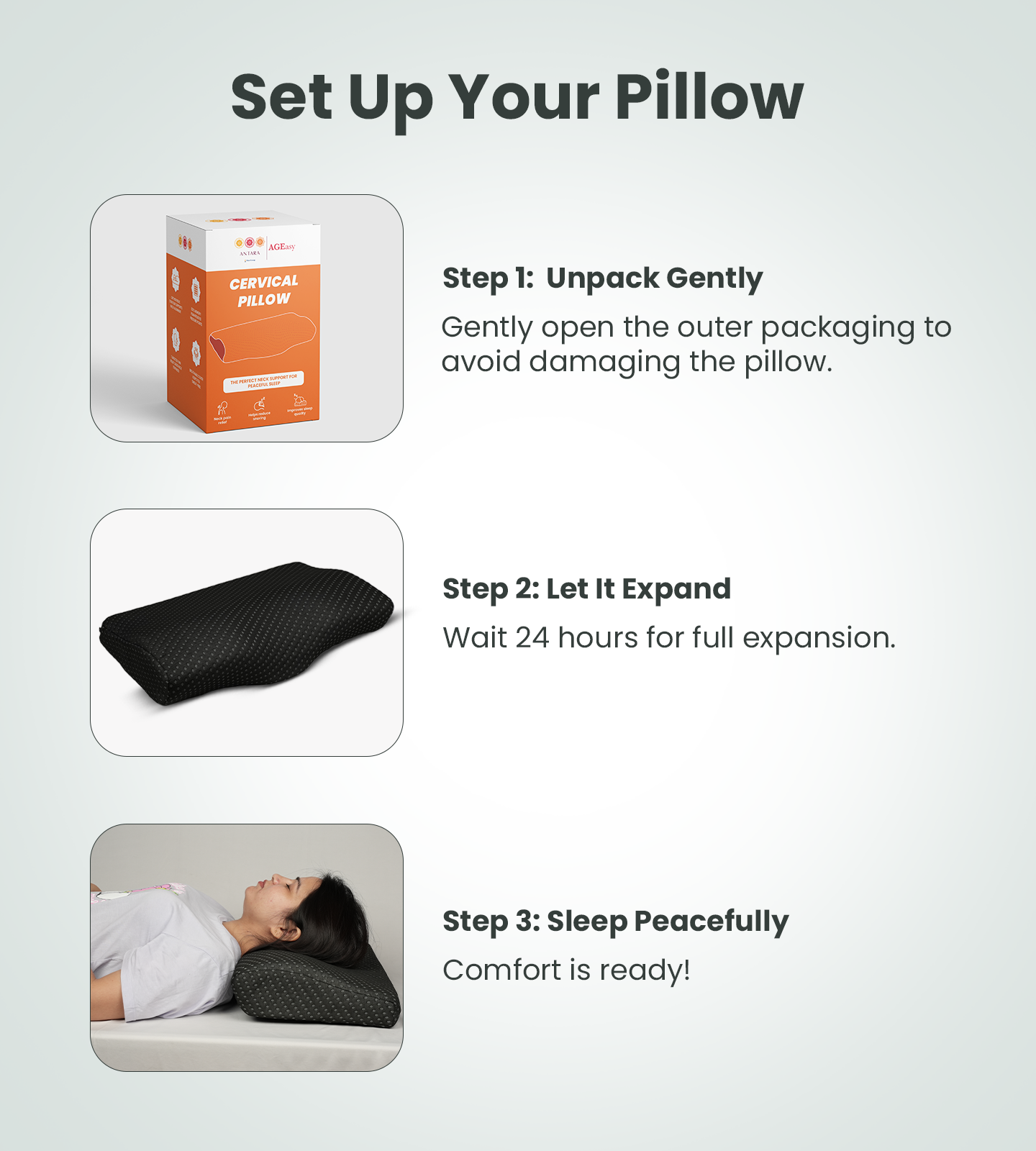 AGEasy Cervical Pillow (Charcoal Grey)