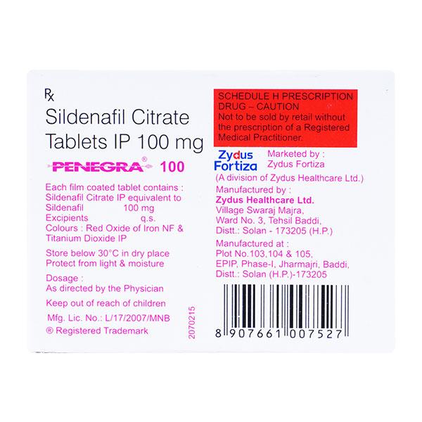 Penegra 100mg Tablet 4'S