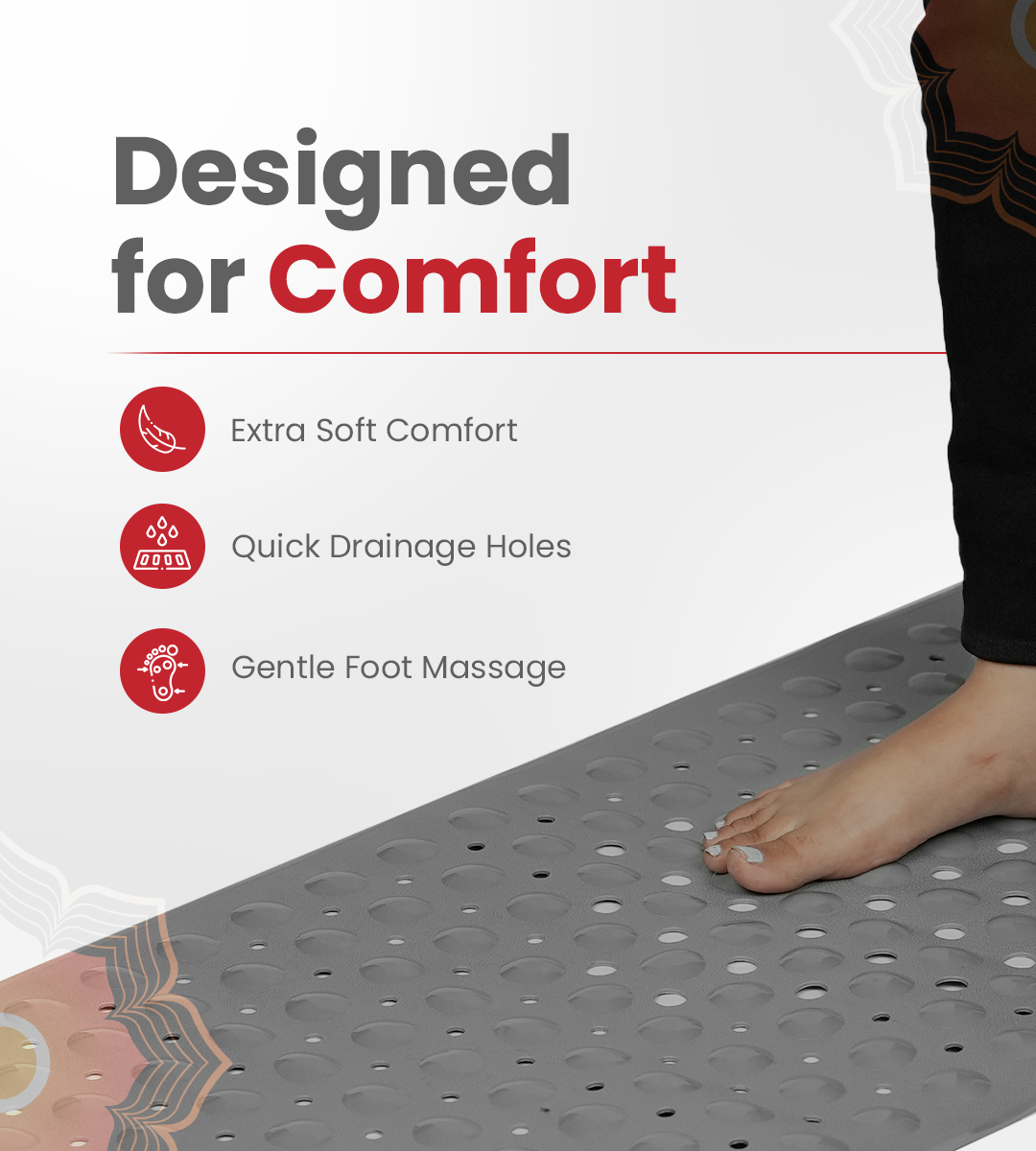 Anti Slip Mat for Bathroom Grey