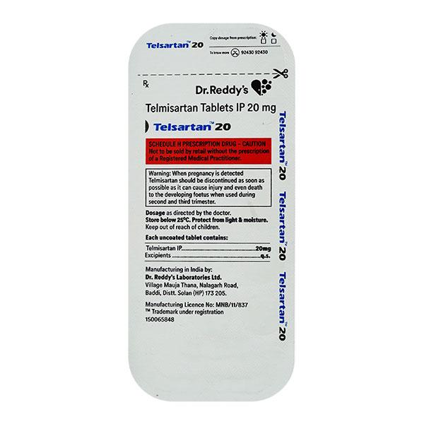 Telsartan 20mg Tablet 14'S