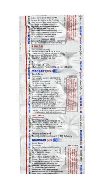Macsart Beta 50mg Tablet 10'S