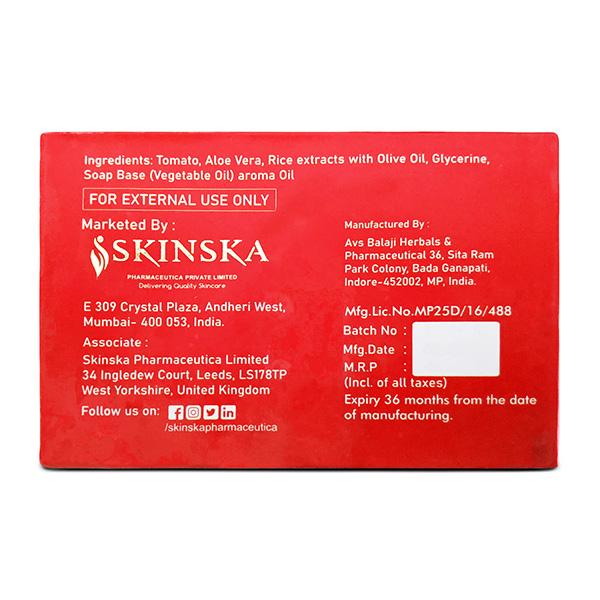 SKINSKA NATURALS TOMATO ALOE VERA & RICE EXTRACTS WITH OLIVE OIL Soap 125gm