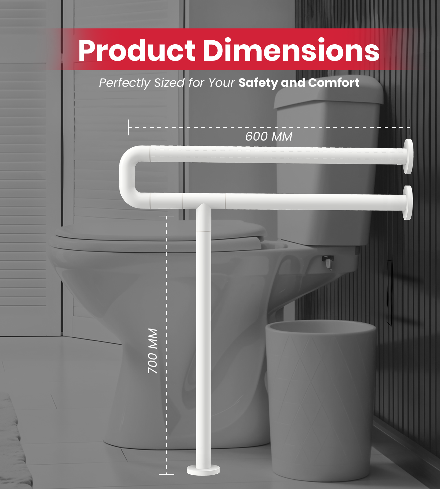 AGEasy Toilet Grab Bar with Floor Support