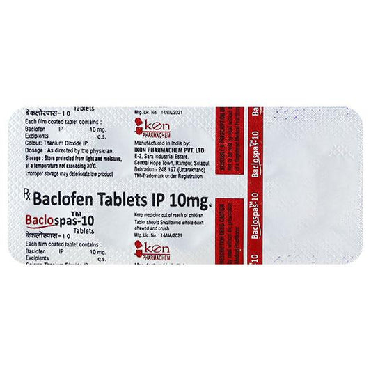 BACLOSPAS 10 Tablet 10's