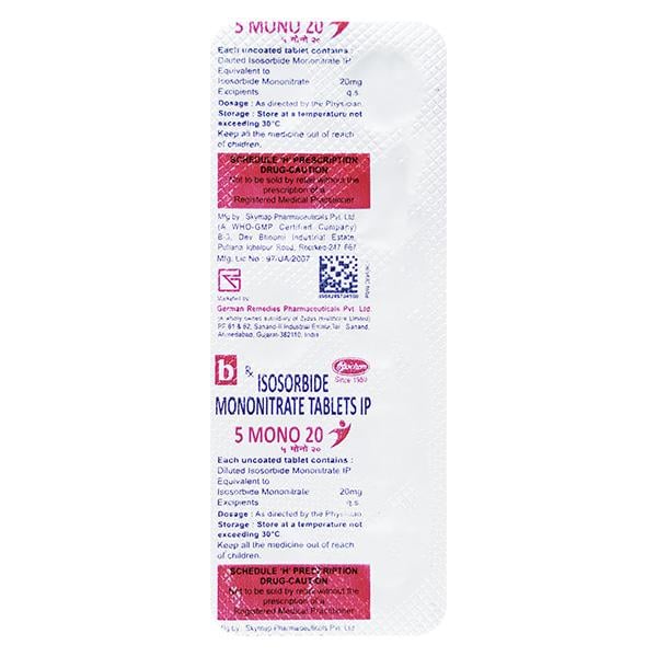 5 Mono 20mg Tablet 10'S - Global Surgicals