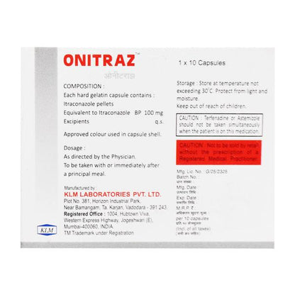Onitraz 100mg Capsule 10'S