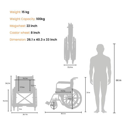Frido FSS100 | Foldable Wheelchair