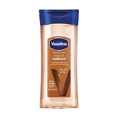Vaseline Intensive Care Cocoa Radiant Body Oil | With Cocoa Butter | Non-Greasy Formula for Dry Skin | 200 ML