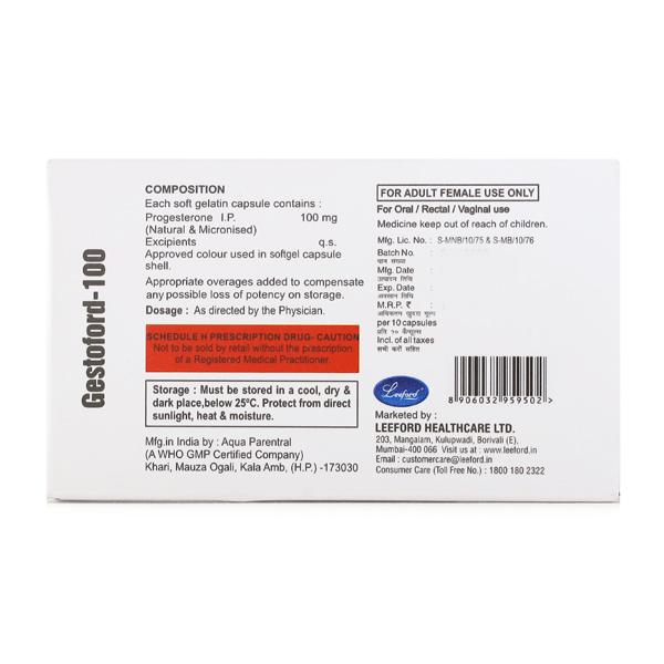 Gestoford 100mg Capsule 10'S