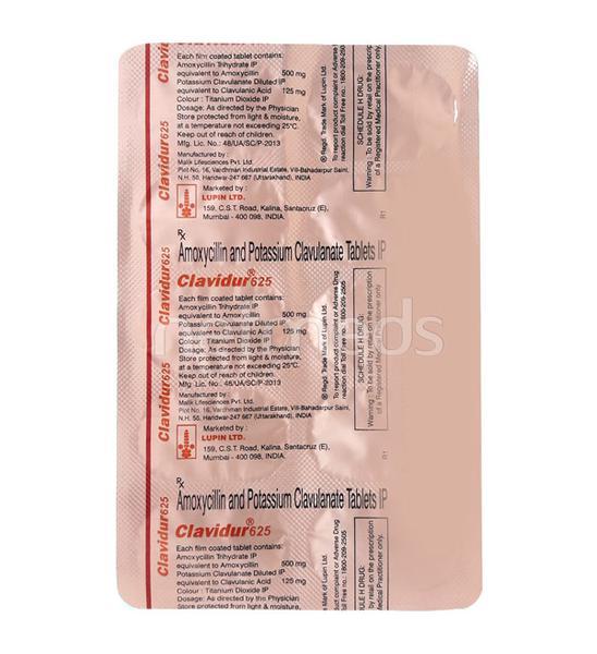 Clavidur 625mg Tablet 10'S