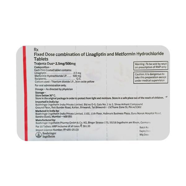Trajenta Duo 2.5/500mg Tablet 10'S