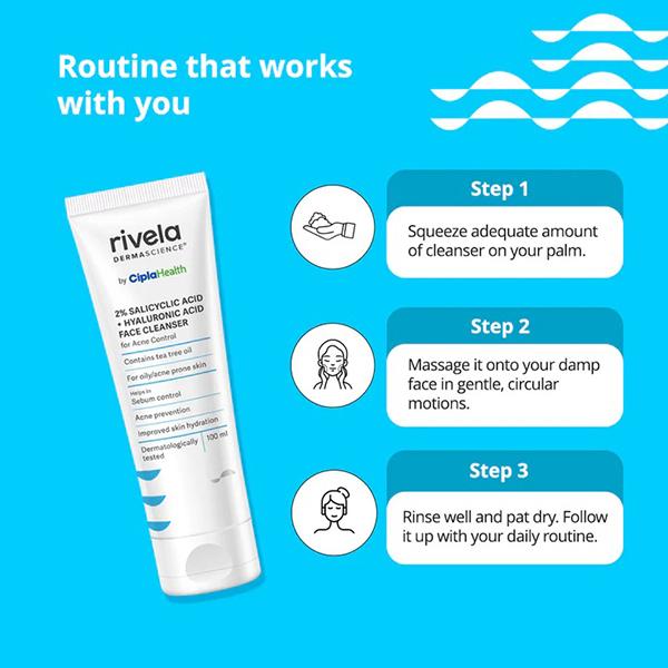 RIVELA 2% SALICYLIC ACID + HYALURONIC ACID FACE Cleanser 100ml