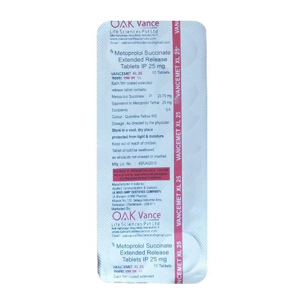 VANCEMET XL 25 Tablet 10's