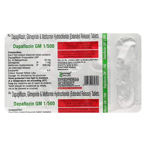 DAPAFLOZIN GM 1/500 Tablet 10's