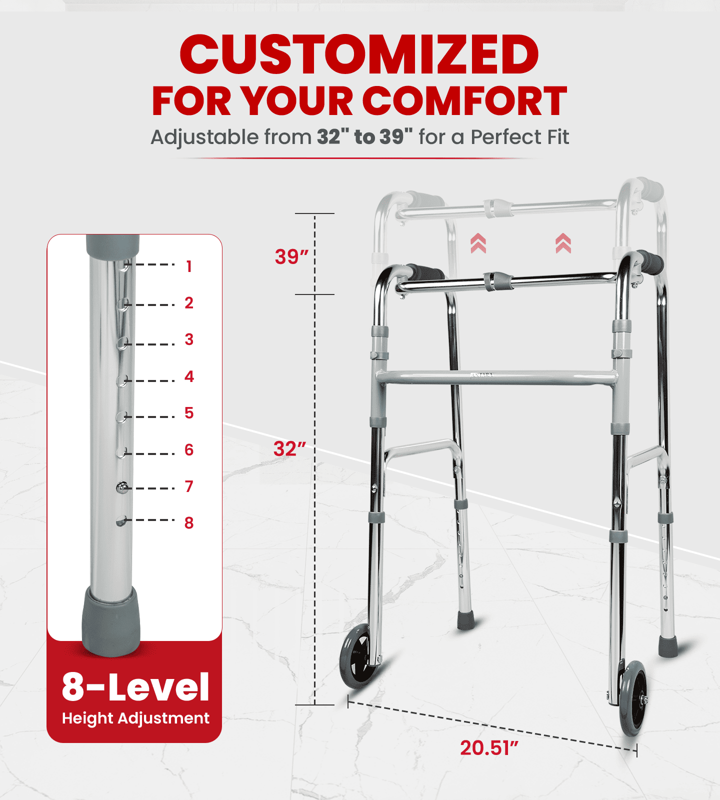 AGEasy Walker for Elders (With Wheels)