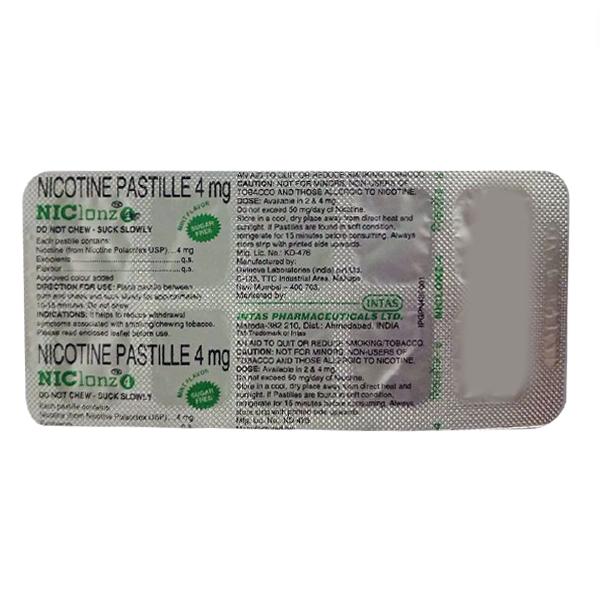 Niclonz 4 Sugar Free Mint Flavour Pastille 10'S