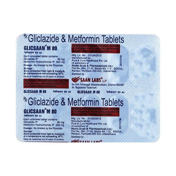 GLICSAAN M 80mg Tablet 10's