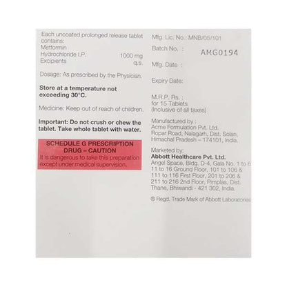 ABOMET SR 1000mg Tablet 15's