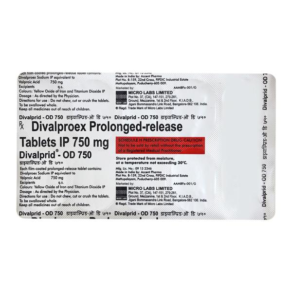 Divalprid OD 750mg Tablet 10'S