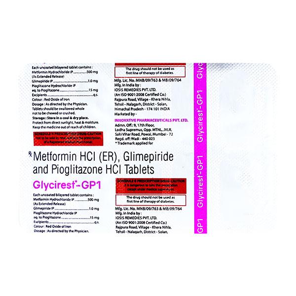 GLYCIREST GP 1 Tablet 10's