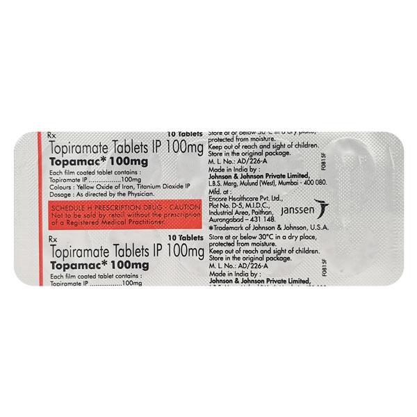 Topamac 100mg Tablet 10'S