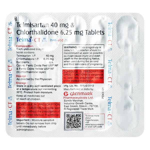 Telma CT 40/6.25mg Tablet 15'S