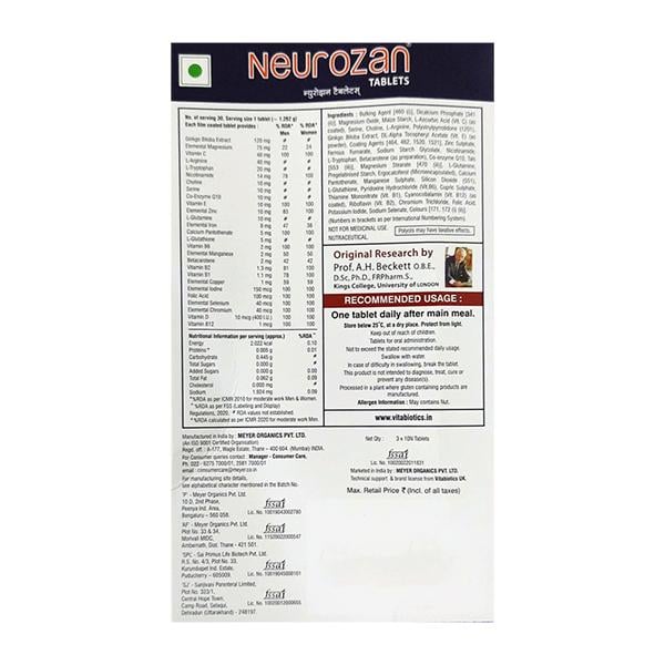 NEUROZAN GLUTEN FREE Tablet 10's
