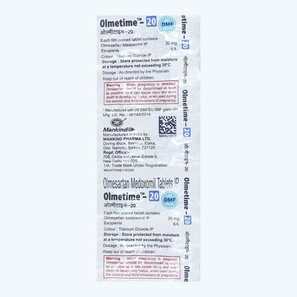 Olmetime 20mg Tablet 10'S