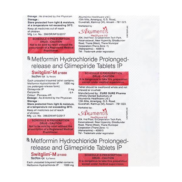 Switglim M 2/1000mg Tablet 15'S
