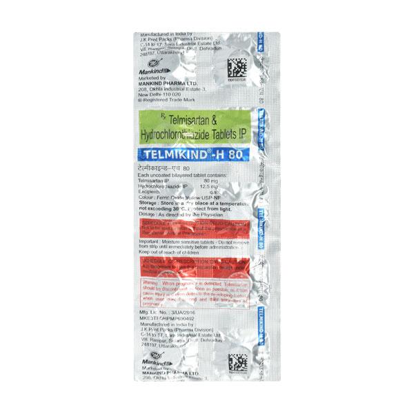 Telmikind H 80mg Tablet 10'S