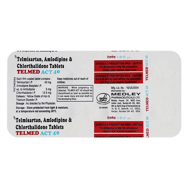 Telmed Act 40mg Tablet 10'S