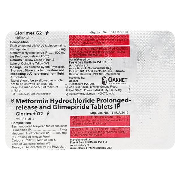 Glorimet G 2/500mg Tablet 10'S