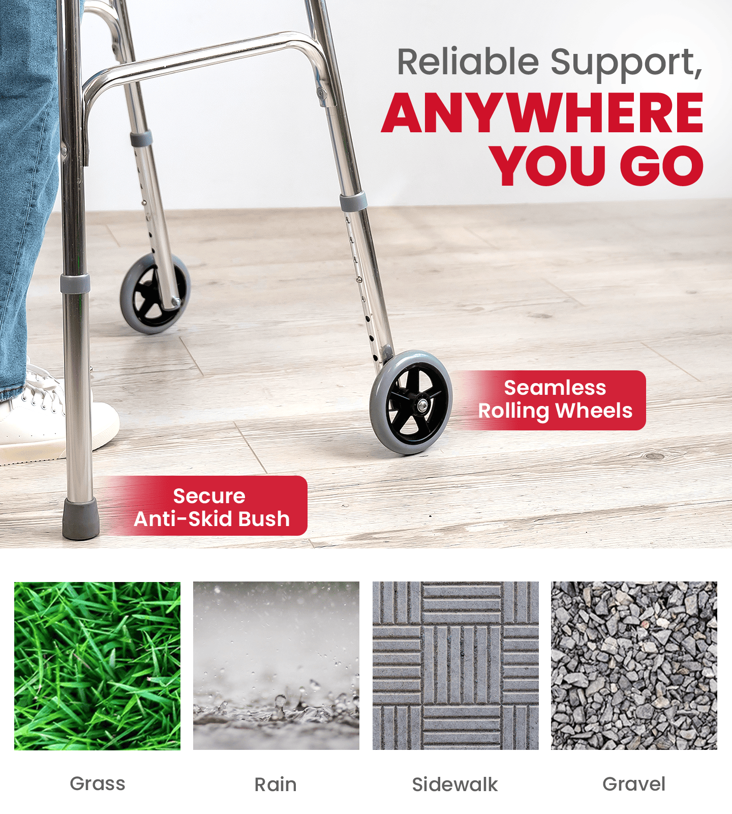 AGEasy Walker for Elders (With Wheels)